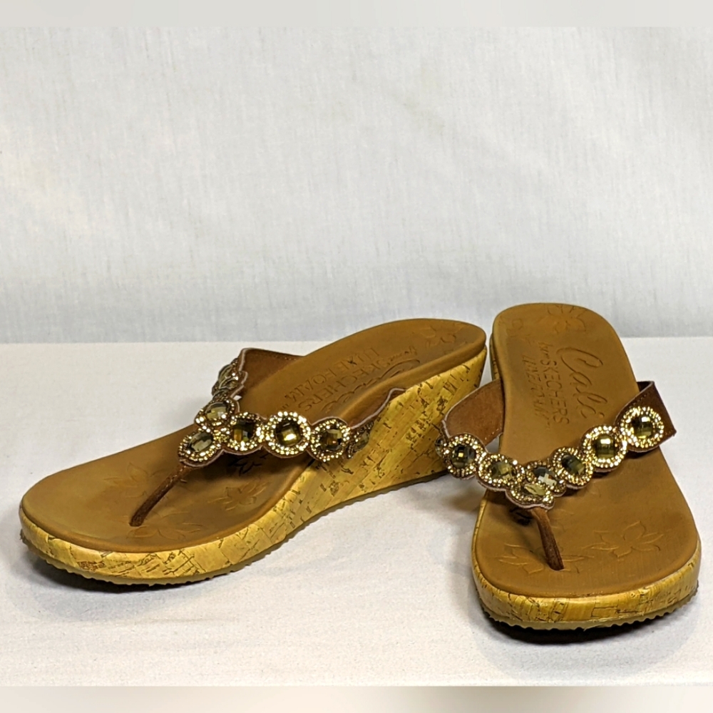 NEW Skechers Womens Beverlee Bizzy Babe Gem Wedge Sandals Sz 8.5